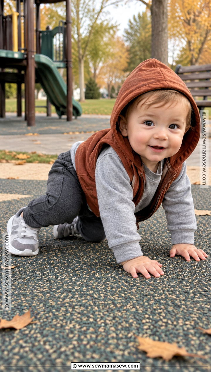 Baby Boy Hooded Vest With Sweatshirt and Joggers - 15 Baby Boy Fall Vest Outfit Ideas
