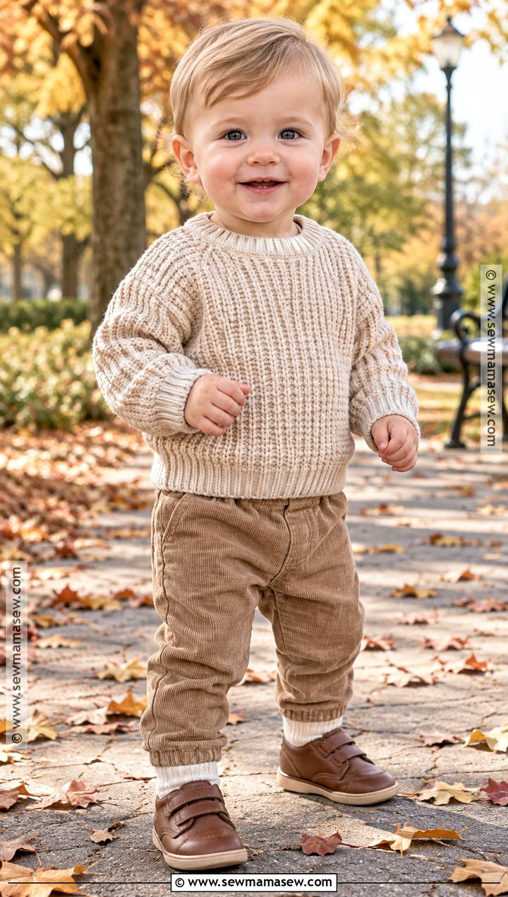 Baby Boy Knit Sweater and Corduroy Pants Outfit - 15 baby boy fall outfits 1 year