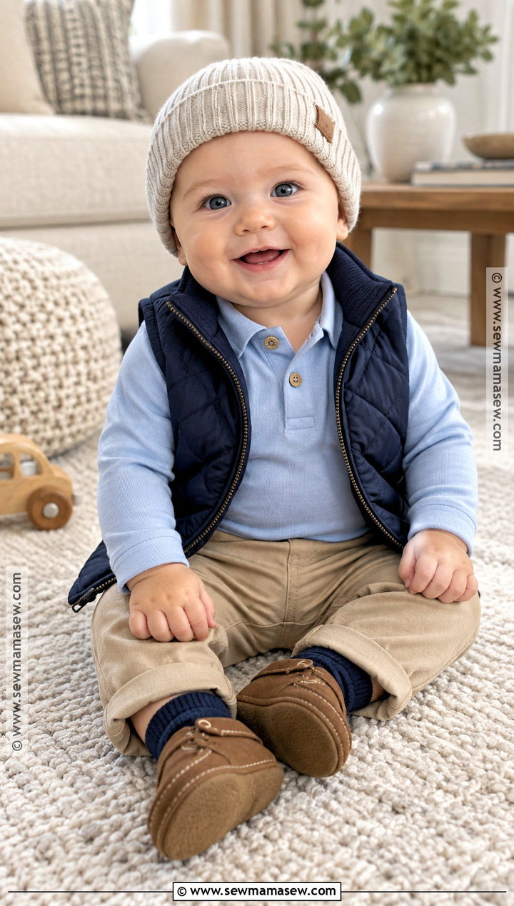 Baby Boy Navy Vest With Khaki Pants - 15 Baby Boy Fall Vest Outfit Ideas