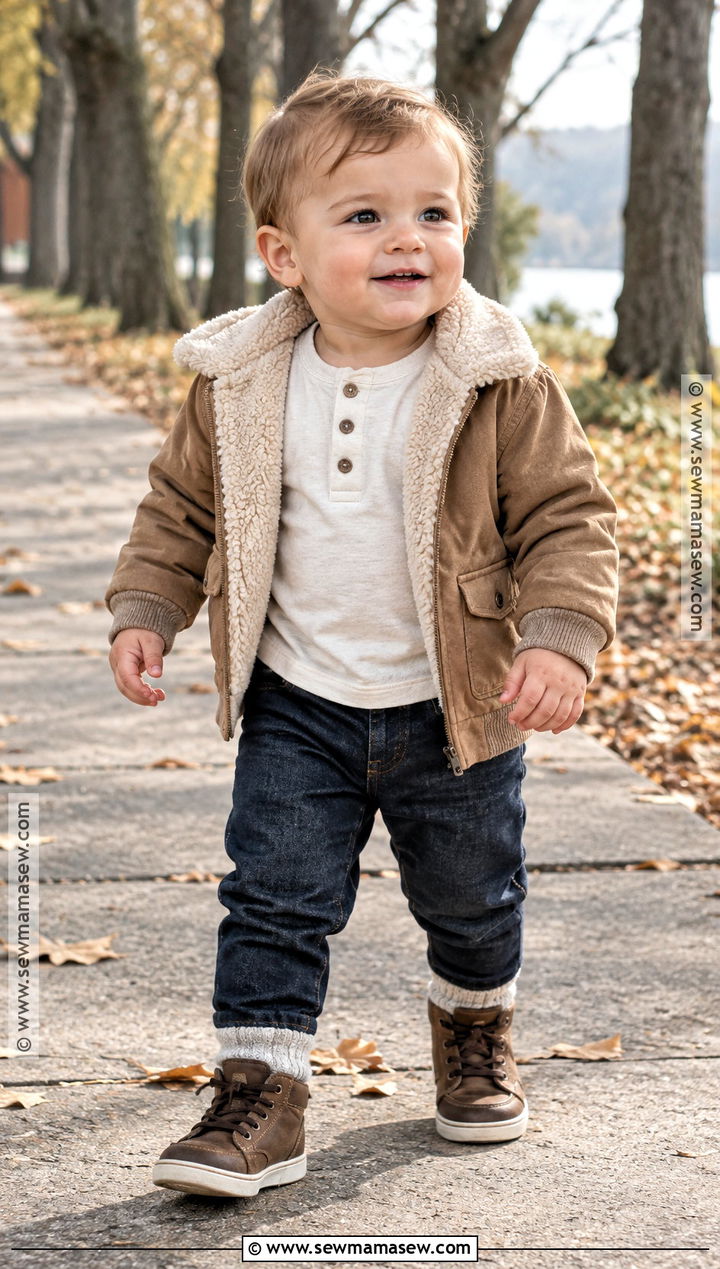 Baby Boy Sherpa Jacket and Jeans Outfit - 15 baby boy fall outfits 1 year