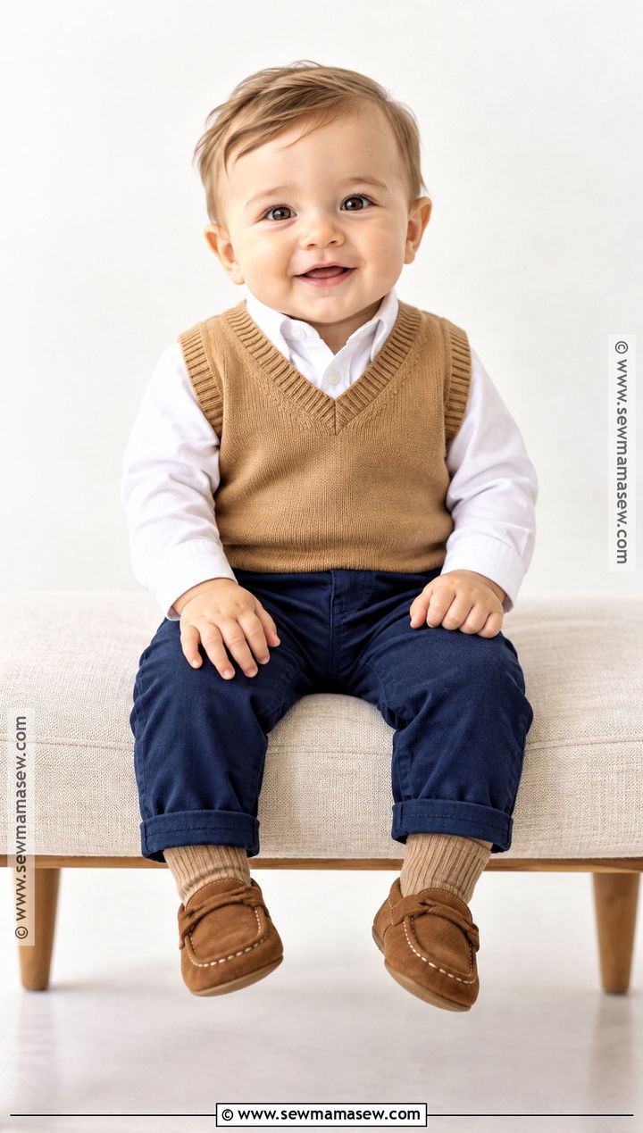 Baby Boy Sweater Vest With Oxford Shirt - 15 Baby Boy Fall Vest Outfit Ideas