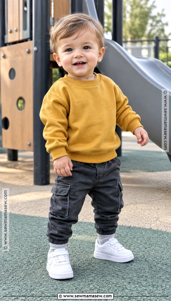 Baby Boy Sweatshirt and Cargo Joggers Outfit - 15 baby boy fall outfits 1 year