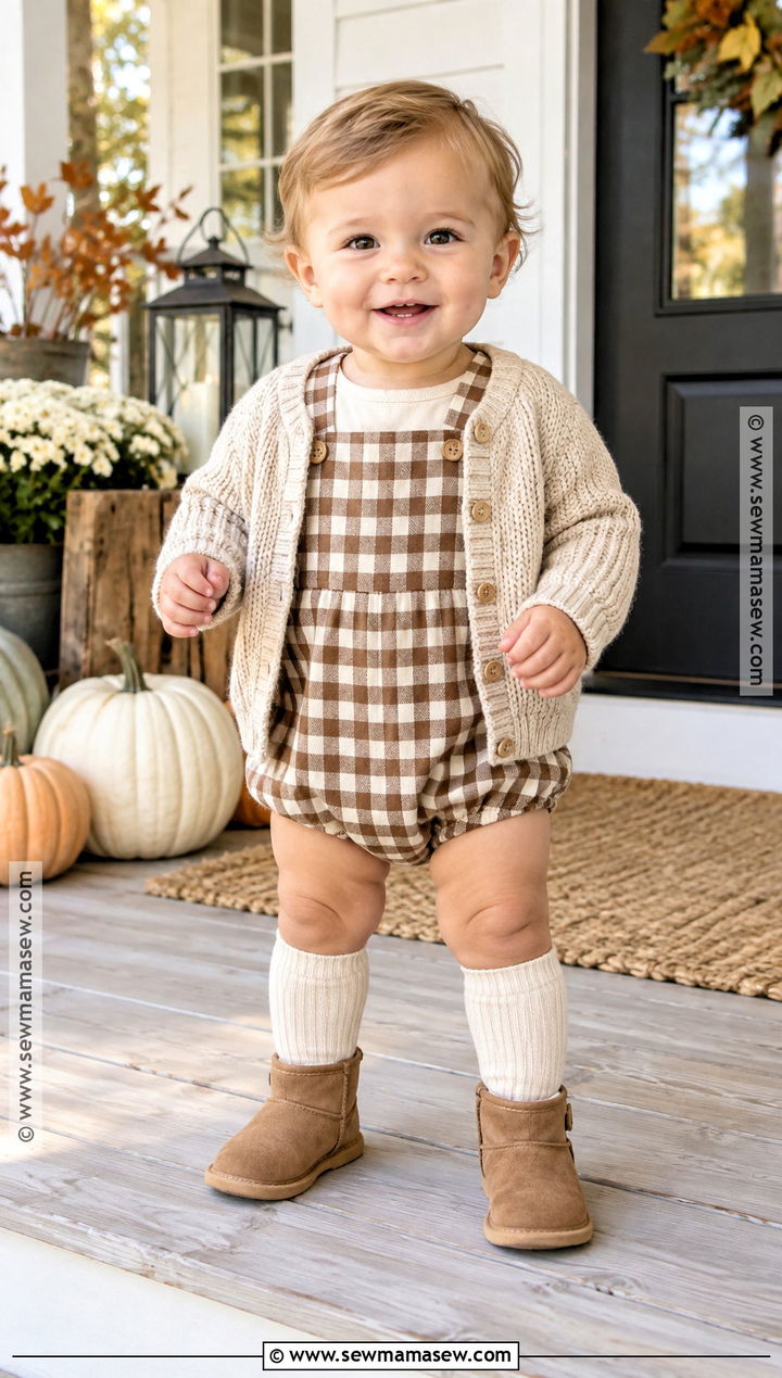 Baby Boy Thanksgiving Gingham Romper Outfit - 25 baby boy thanksgiving outfit ideas