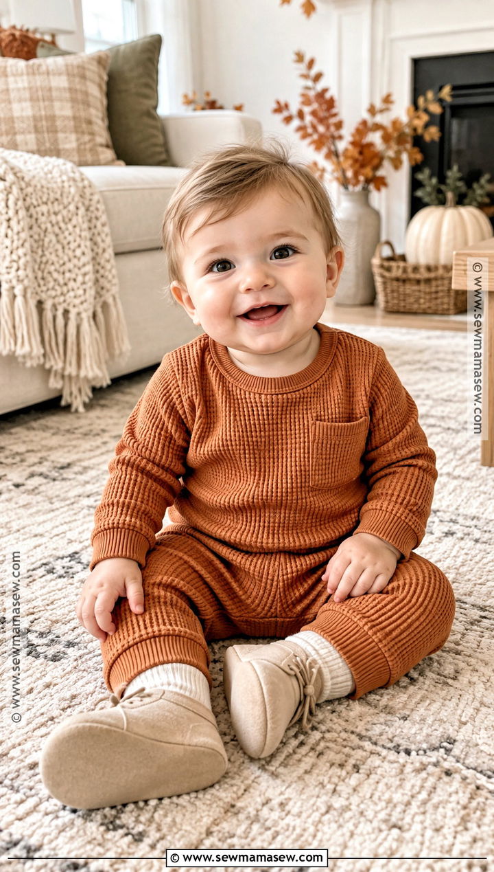 Baby Boy Thanksgiving Waffle Knit Set - 25 baby boy thanksgiving outfit ideas