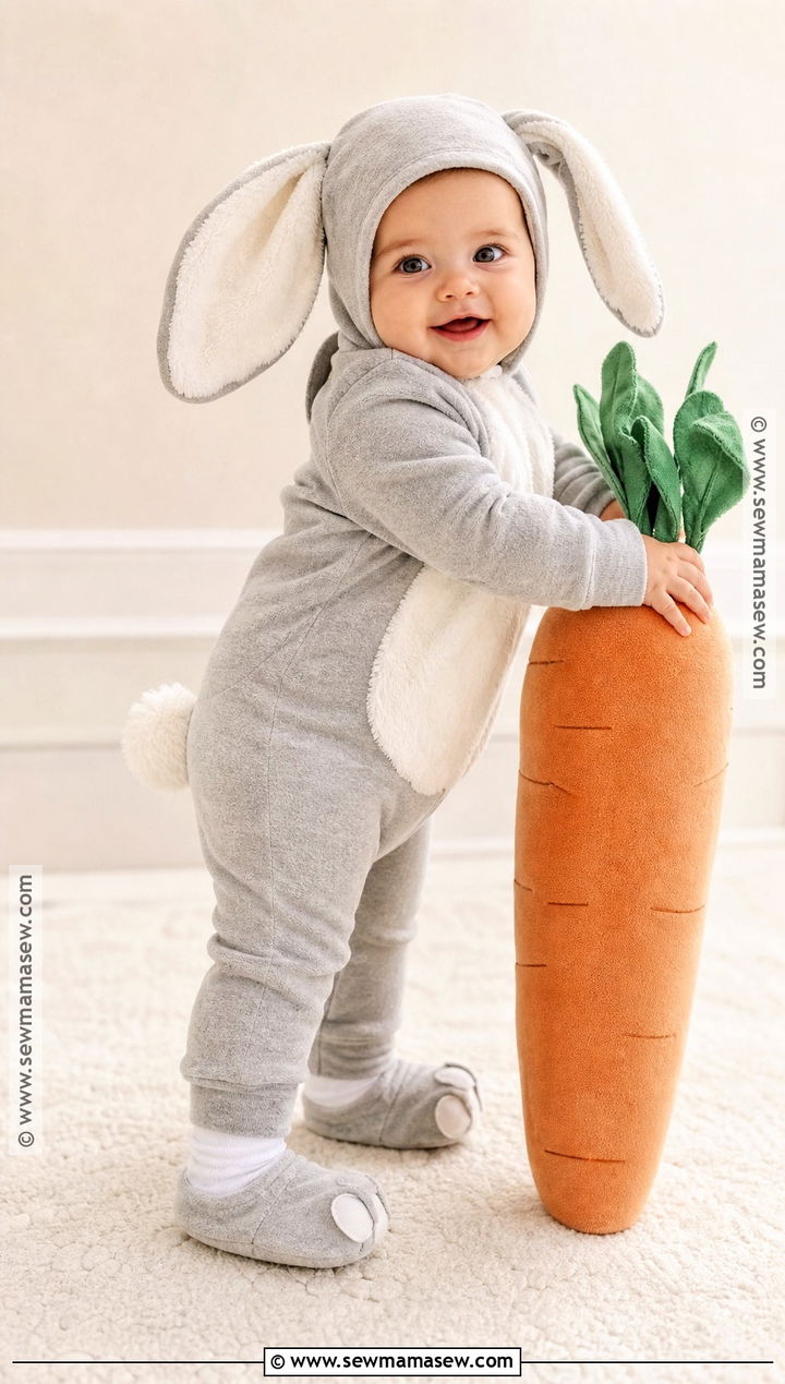 Baby Bunny Costume With Floppy Ears - 30 halloween baby costumes