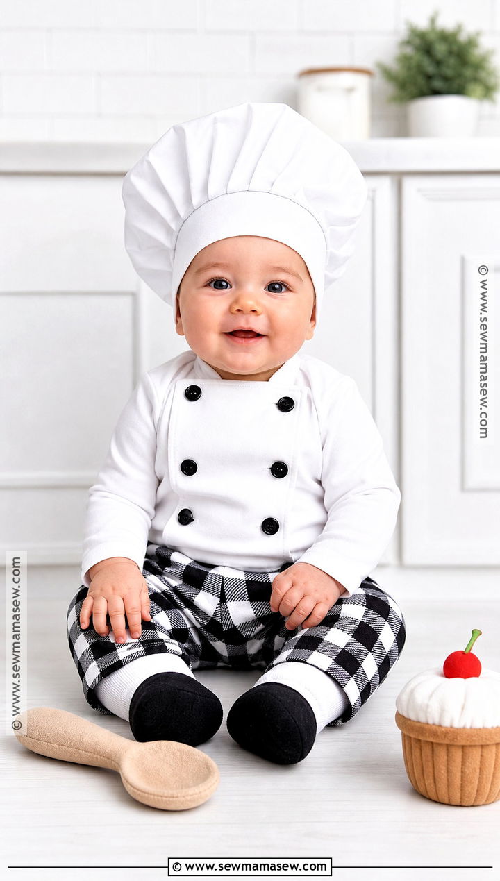 Baby Chef Costume With Checkered Pants - 30 baby costumes for boys