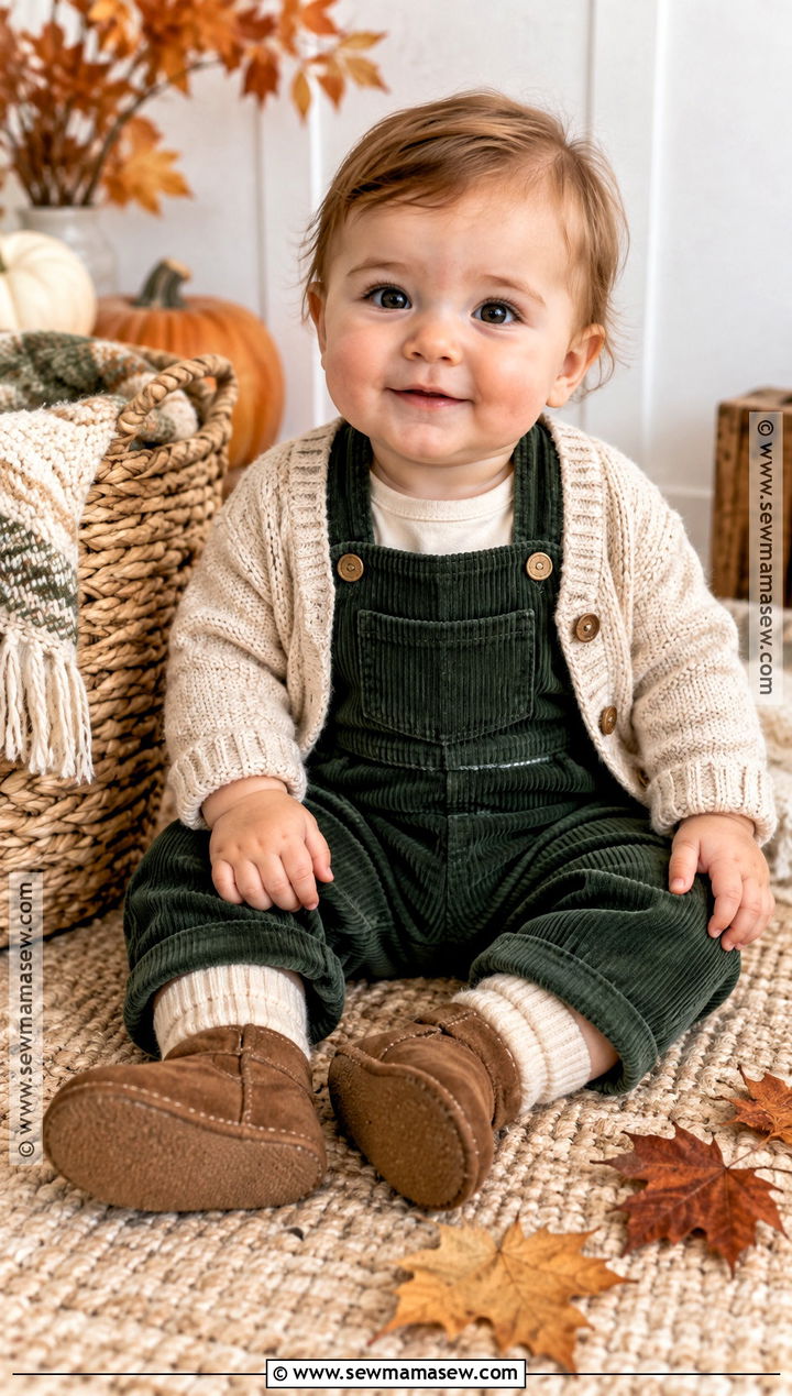 Baby Corduroy Overalls And Bodysuit Outfit - 15 autumn baby clothes