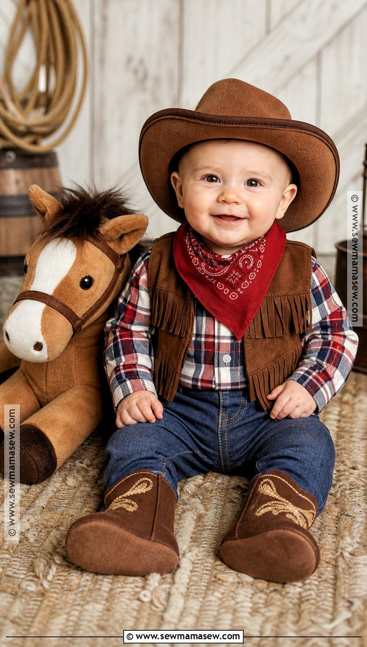 Baby Cowboy Costume With Soft Brown Hat - 30 baby halloween costume ideas