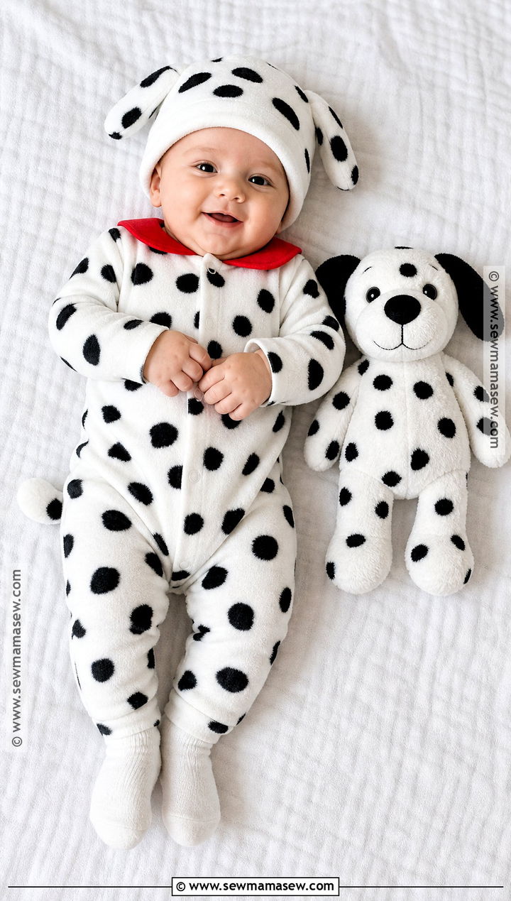 Baby Dalmatian Costume With White Onesie - 40 101 dalmations costume ideas