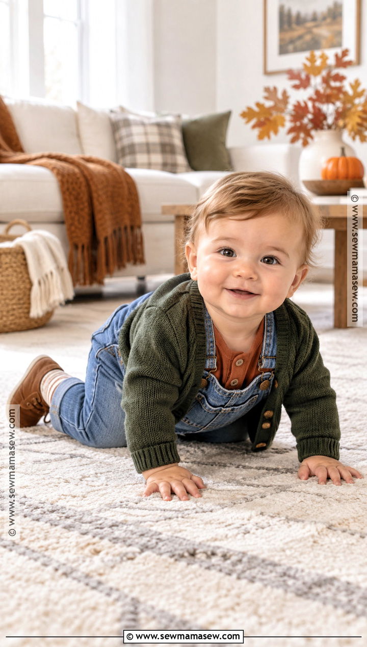 Baby Denim Overalls With Henley Bodysuit - 20 baby autumn outfits
