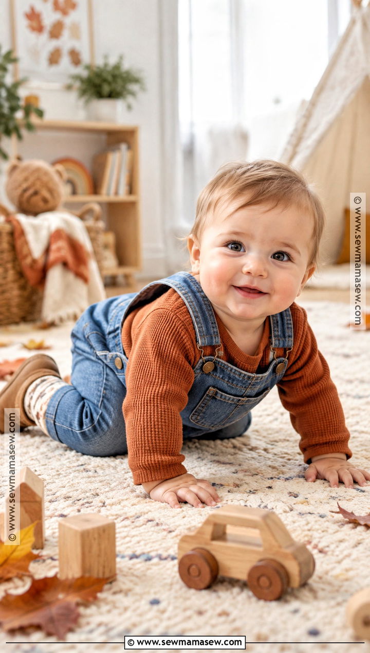 Baby Denim Overalls With Thermal Top - 15 baby fall fashion ideas