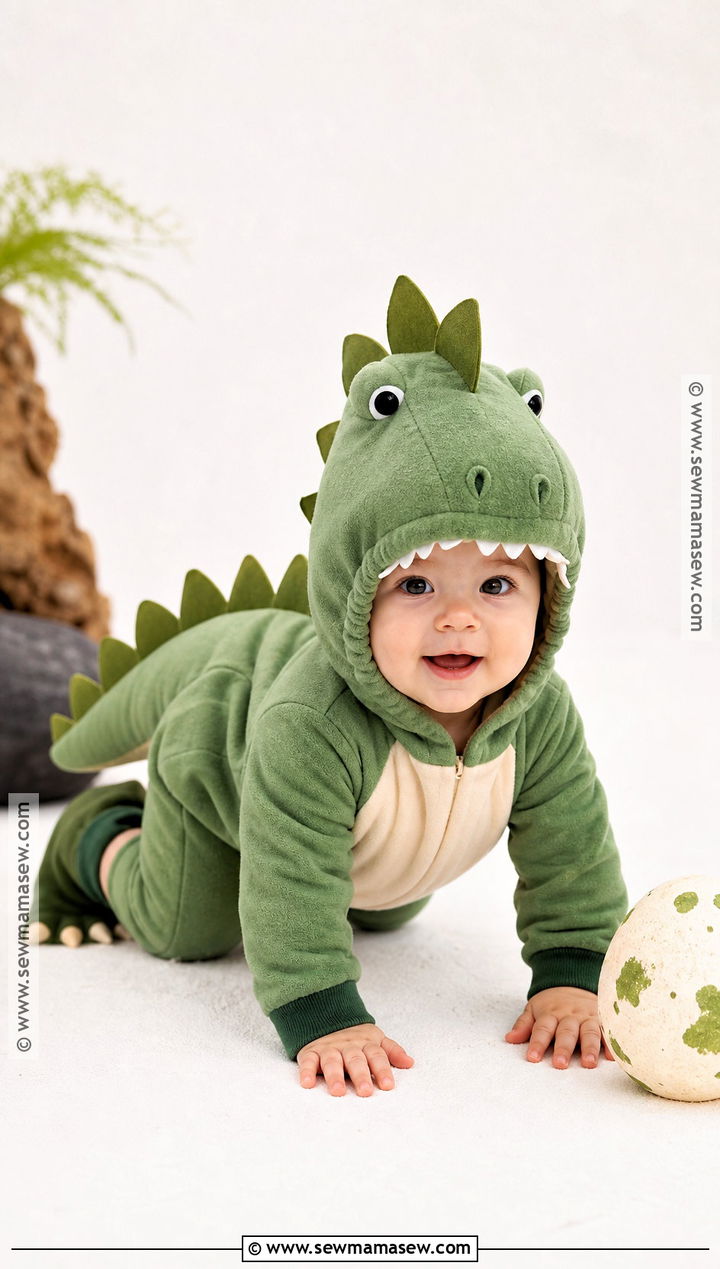 Baby Dinosaur Costume With Green Spikes - 30 halloween baby costumes