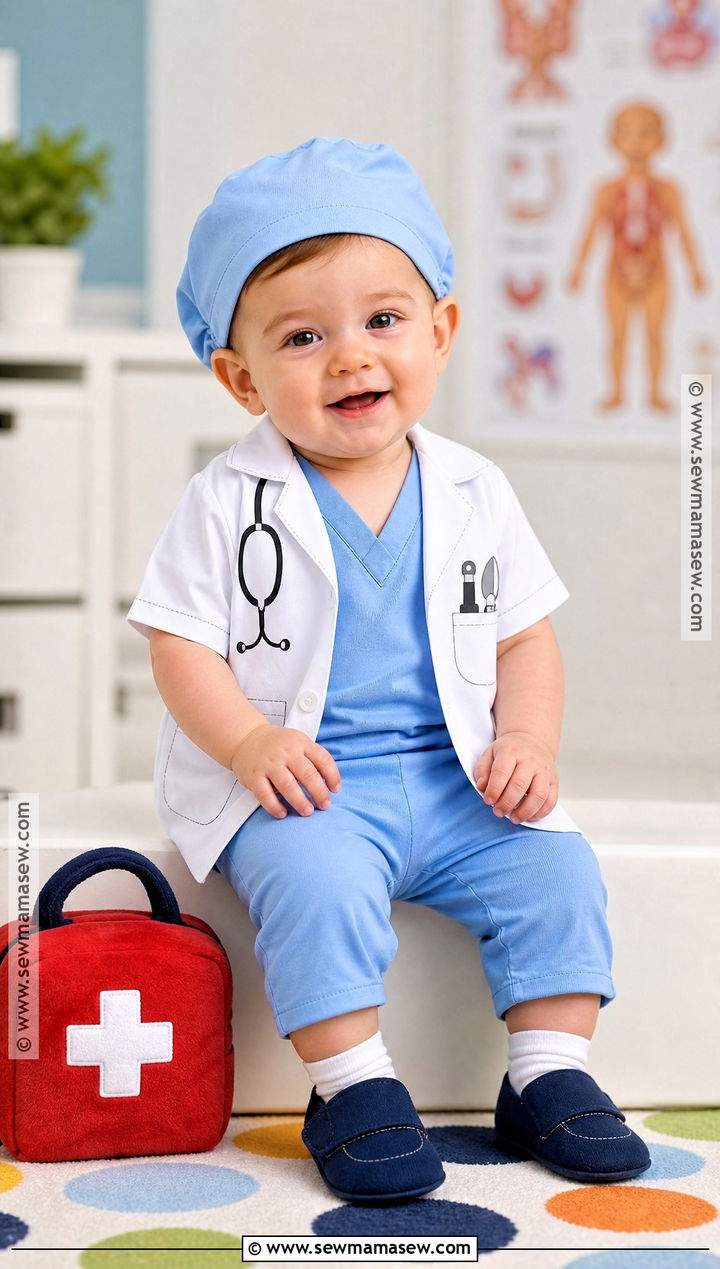 Baby Doctor Costume With Toy Stethoscope Print - 30 baby costumes for boys