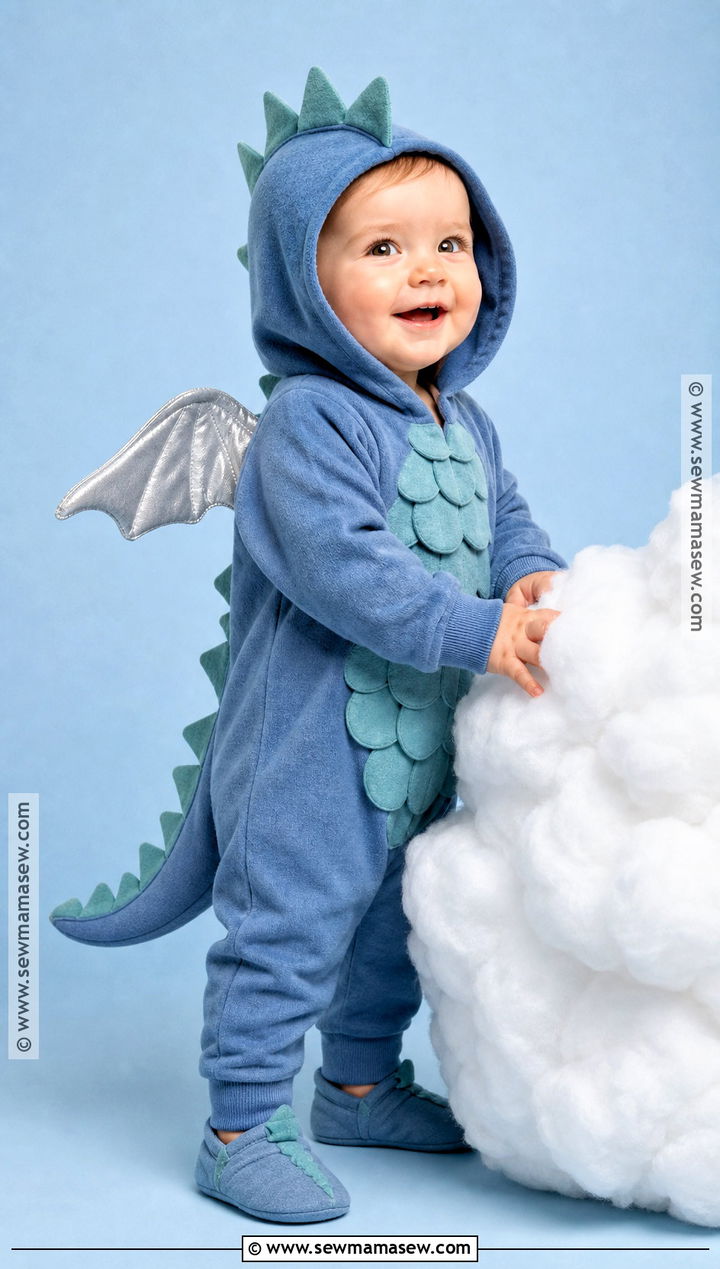 Baby Dragon Costume With Blue Wings - 30 halloween baby costumes