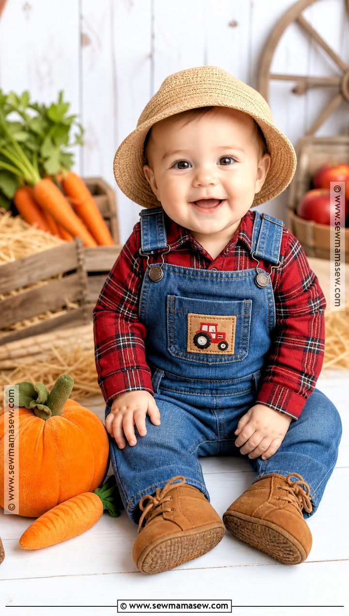 Baby Farmer Costume With Denim Overalls - 30 baby halloween costume ideas
