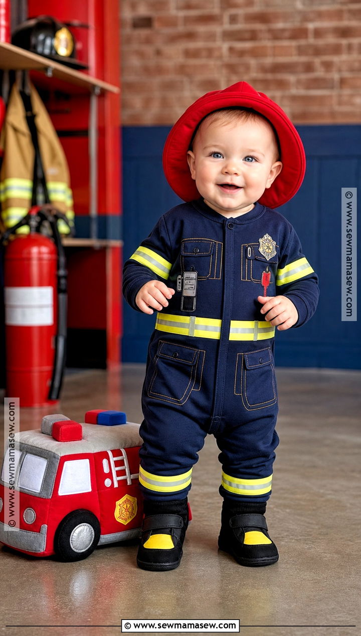 Baby Firefighter Costume With Red Hat - 30 baby costumes for boys