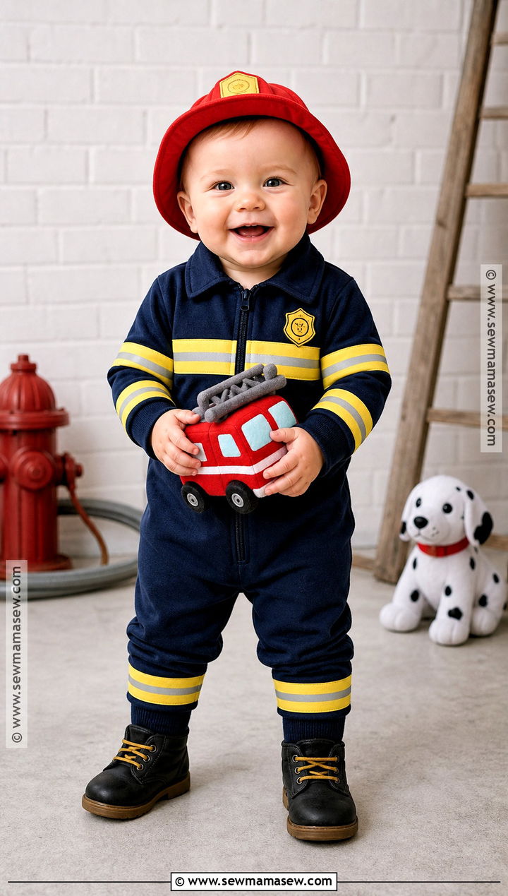 Baby Firefighter Costume With Soft Hat - 30 halloween baby costumes