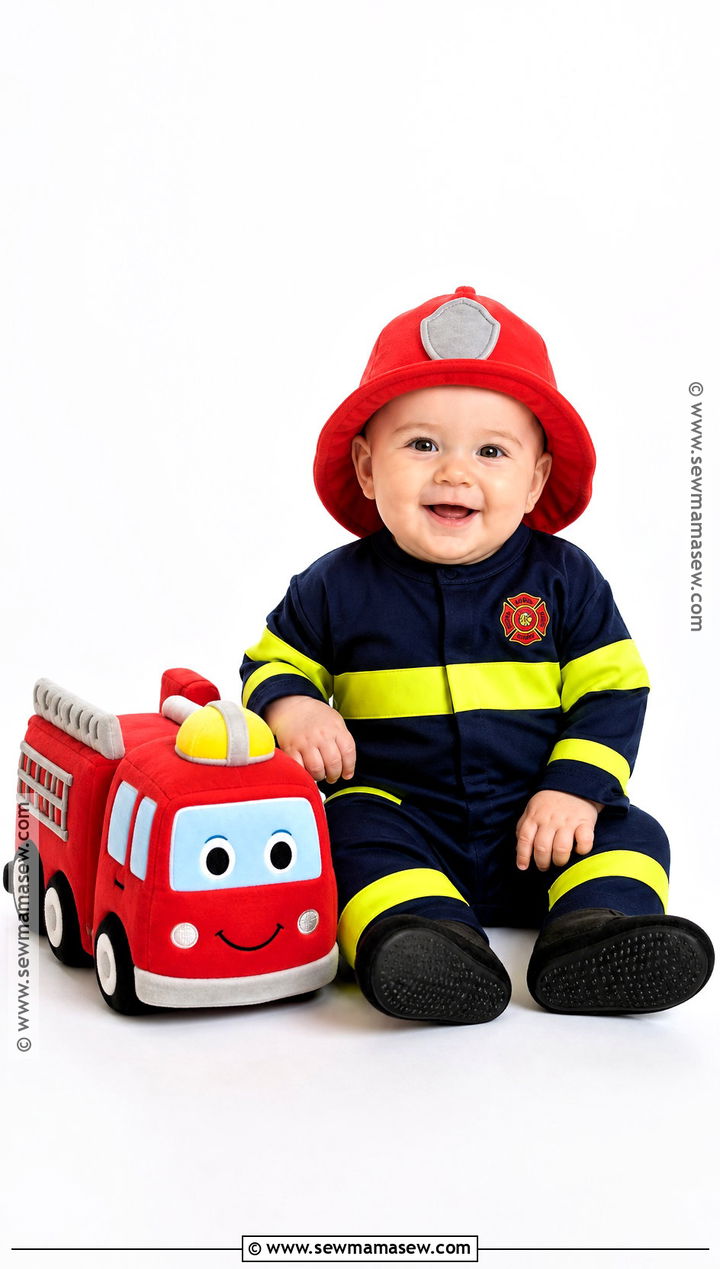 Baby Firefighter Costume With Soft Helmet Cap - 30 baby halloween costume ideas