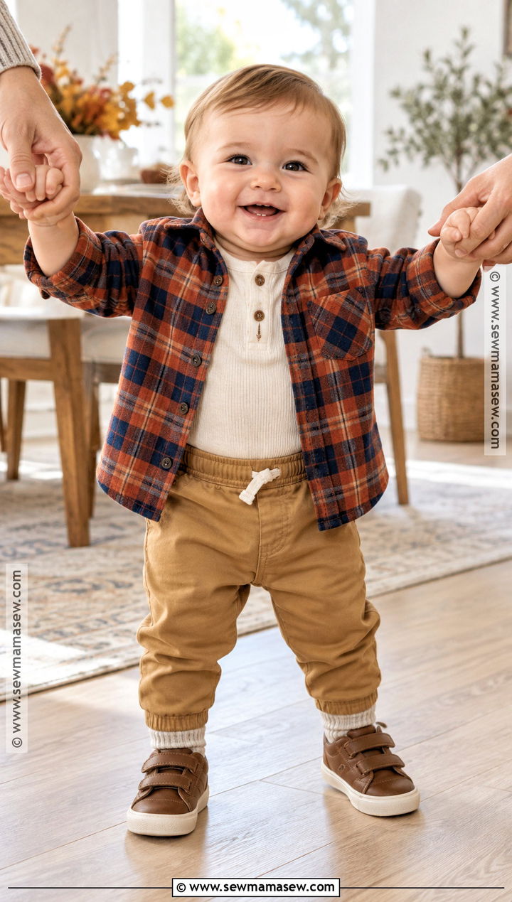 Baby Flannel Shirt With Chinos - 15 baby fall fashion ideas