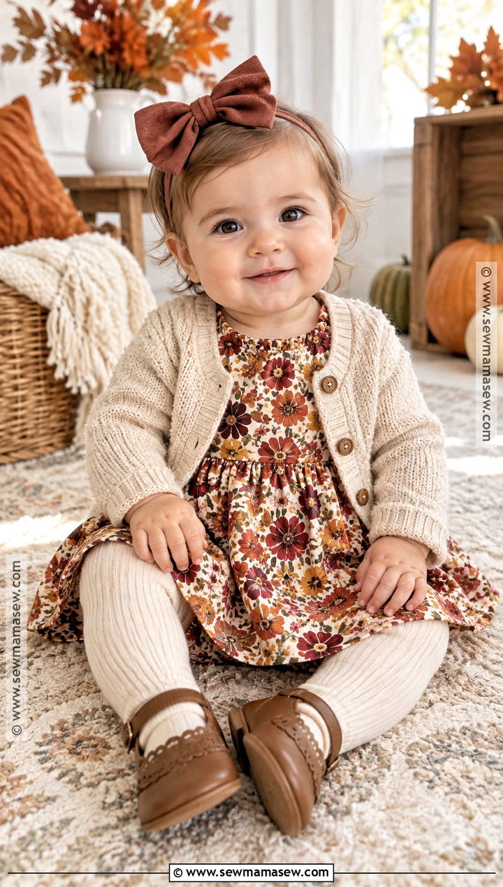 Baby Floral Fall Dress Outfit - 20 Thanksgiving Outfit Ideas for Babies