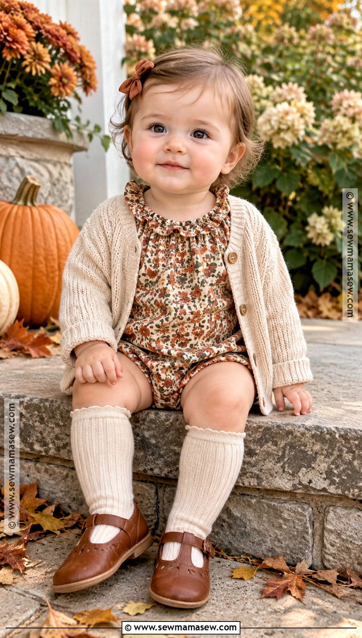 Baby Floral Romper With Cardigan And Knee Socks - 20 baby autumn outfits
