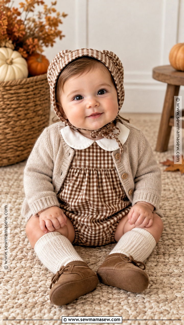 Baby Gingham Bubble Romper Outfit - 20 Thanksgiving Outfit Ideas for Babies
