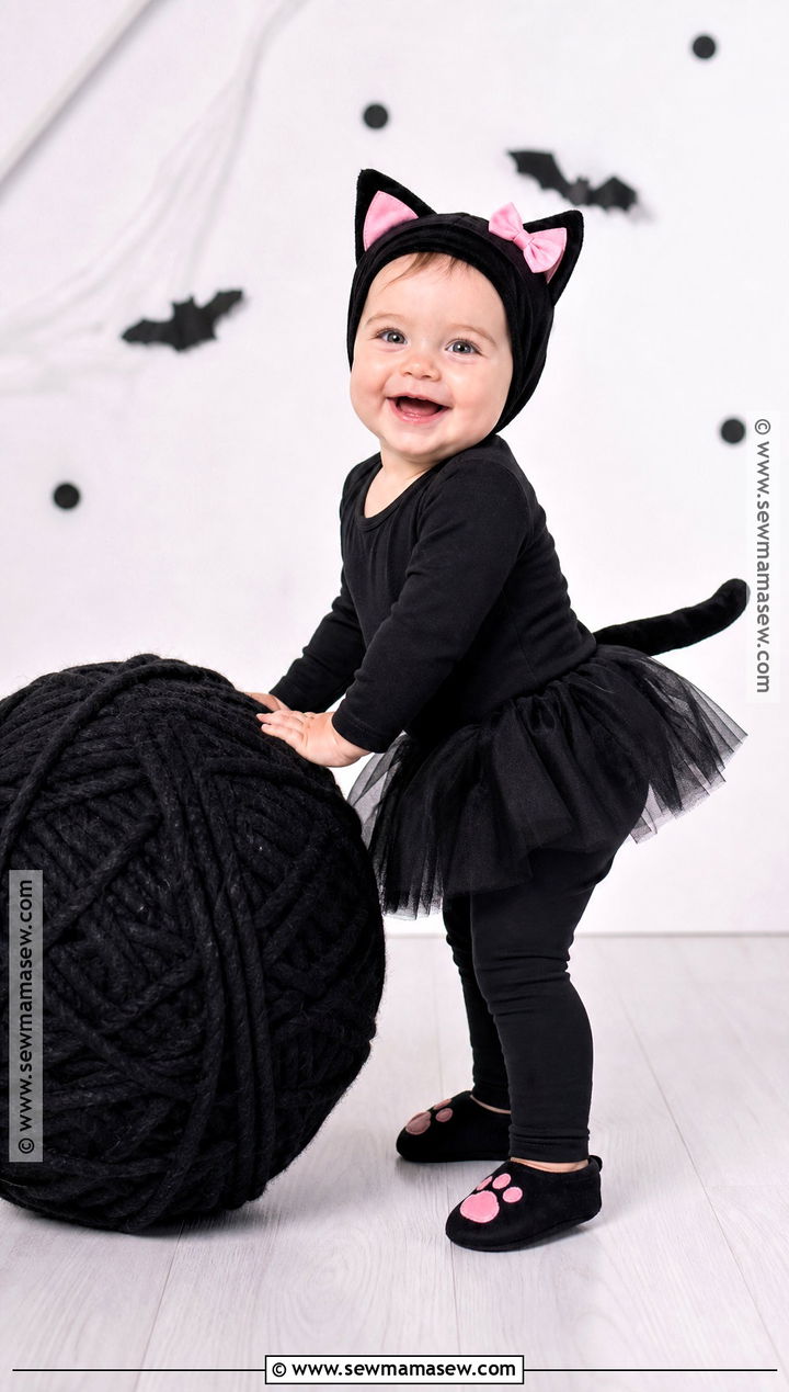 Baby Girl Black Kitten Costume With Tulle Skirt - 35 baby costumes for girls