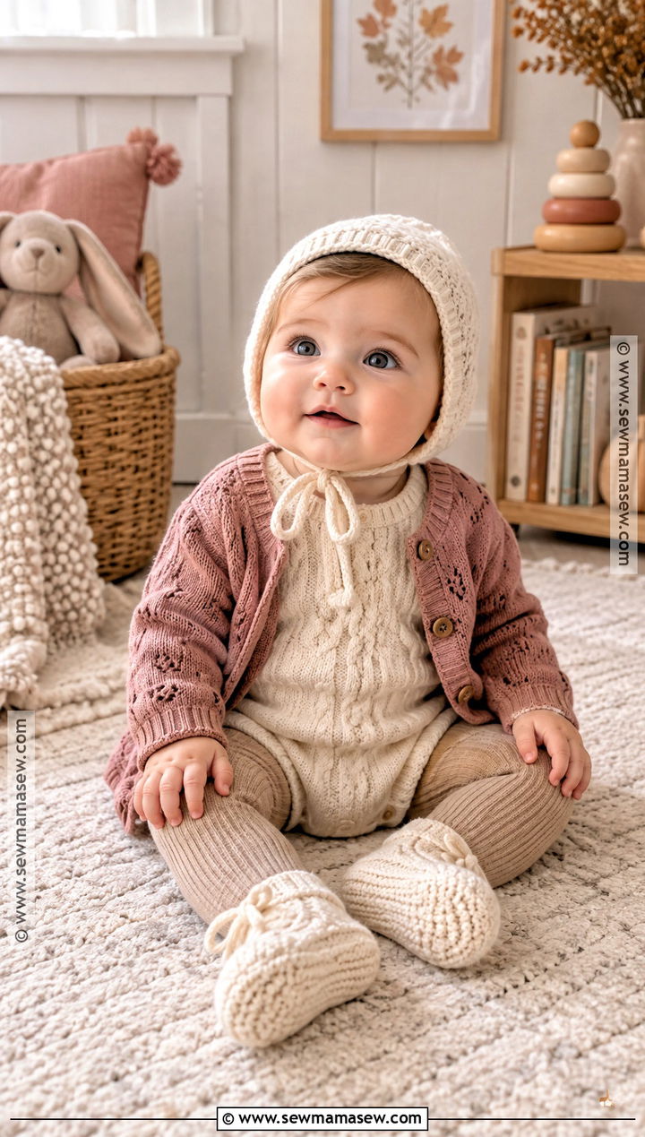 Baby Girl Cable Knit Romper Outfit - 20 Baby Girl Autumn Outfits