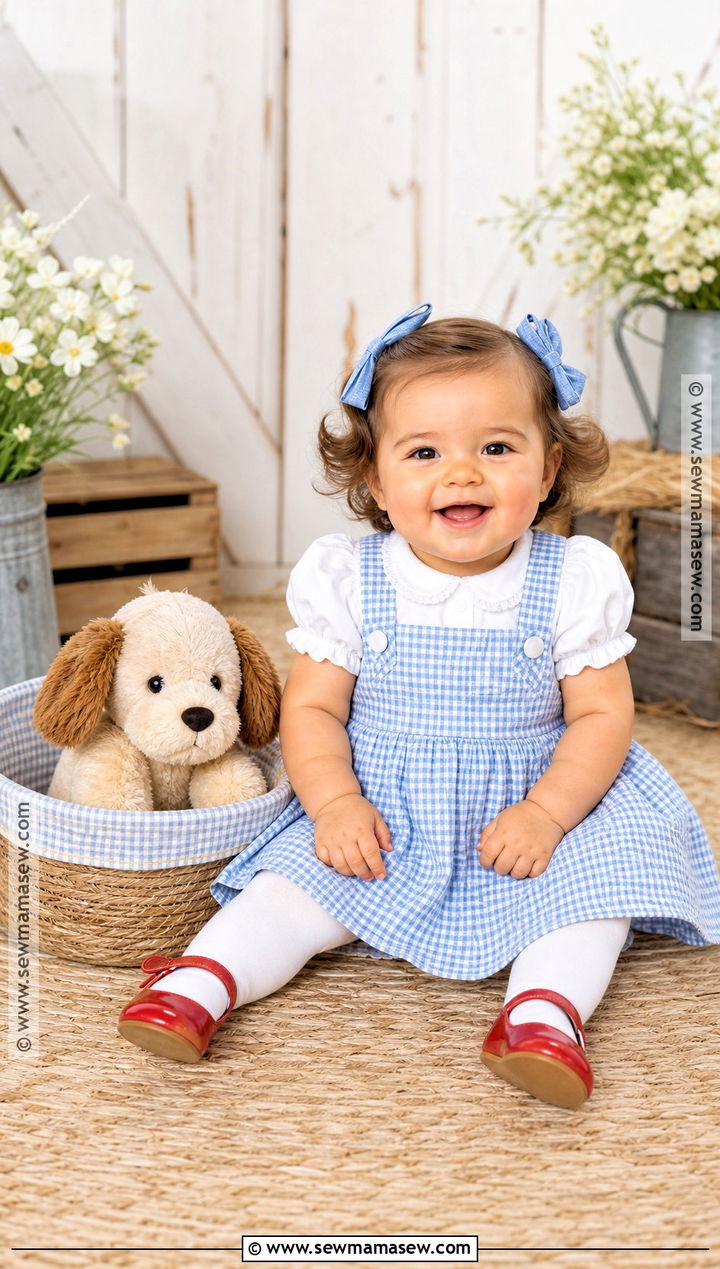 Baby Girl Dorothy Costume With Gingham Dress - 35 baby costumes for girls