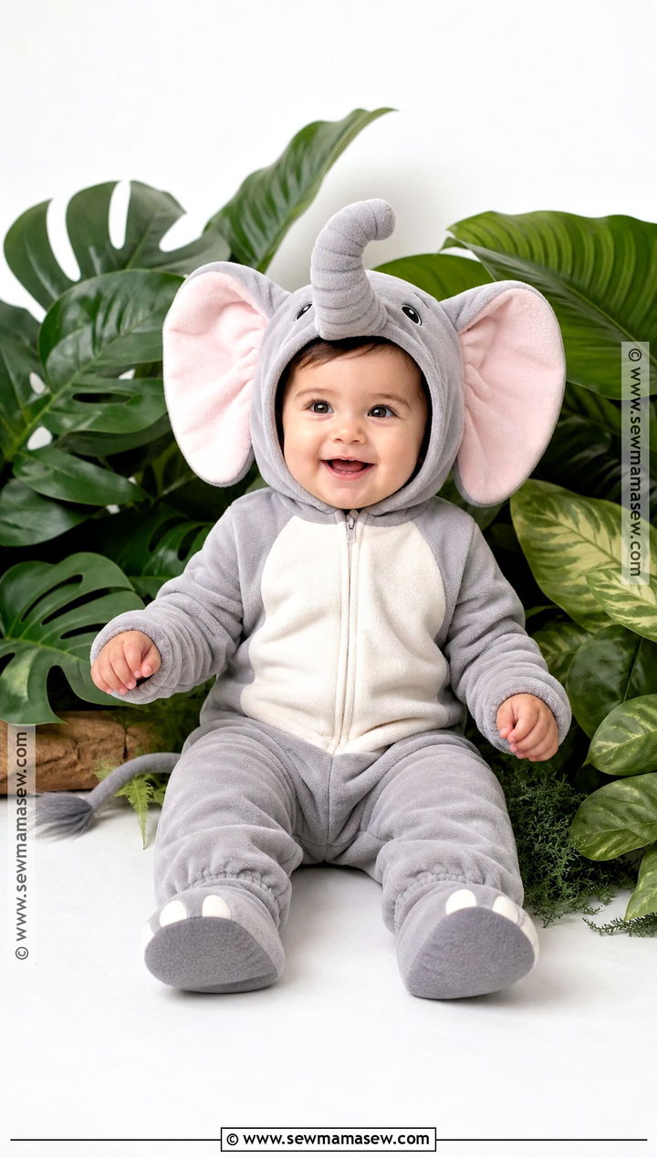 Baby Girl Elephant Costume With Pink Ears - 35 baby costumes for girls
