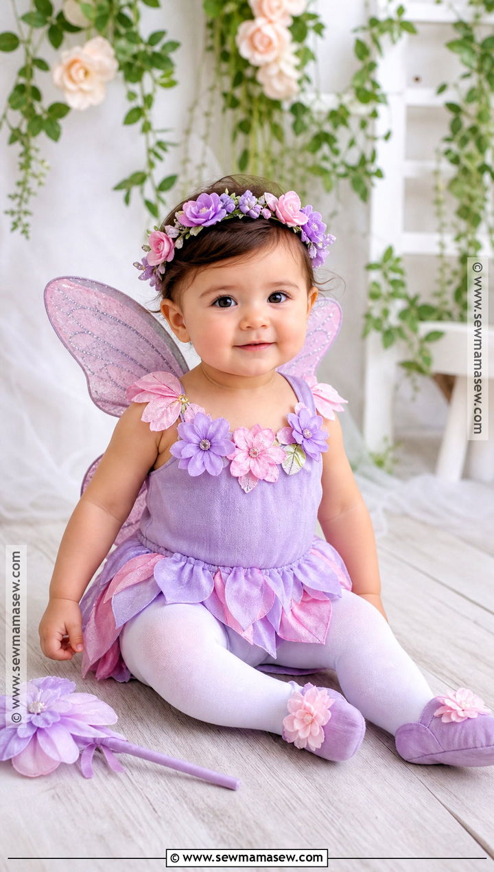 Baby Girl Fairy Costume With Flower Crown - 35 baby costumes for girls