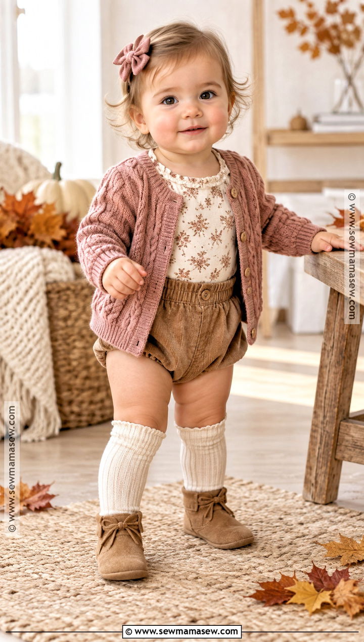 Baby Girl Fall Cable Knit Cardigan And Bloomers Outfit - 15 baby girl fall clothes