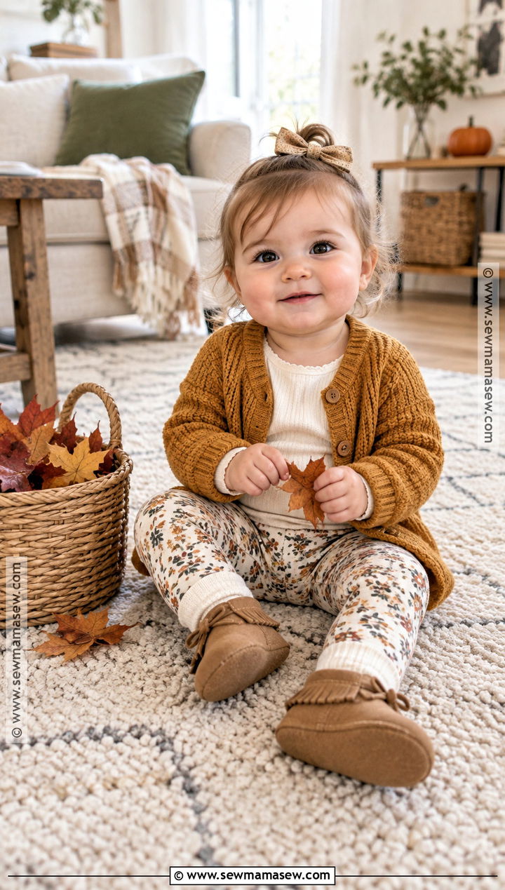 Baby Girl Fall Outfit With A Cardigan And Leggings - 25 baby girl fall outfits