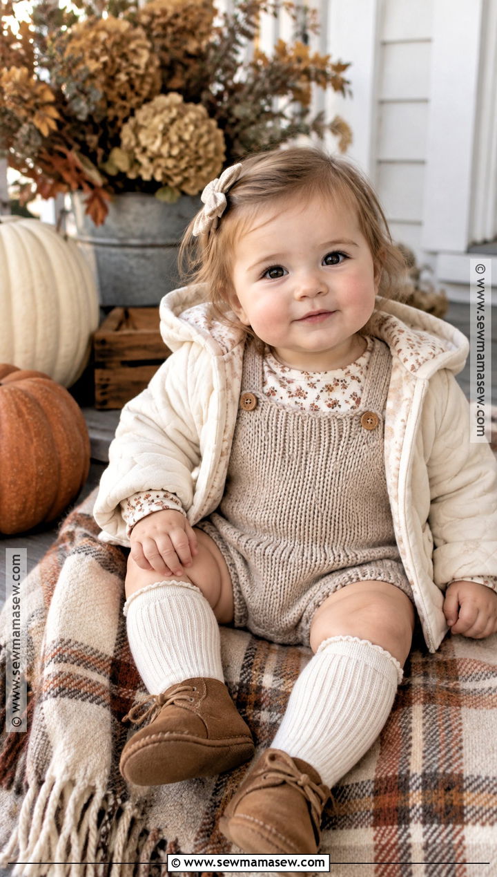 Baby Girl Fall Outfit With A Knit Romper - 25 baby girl fall outfits
