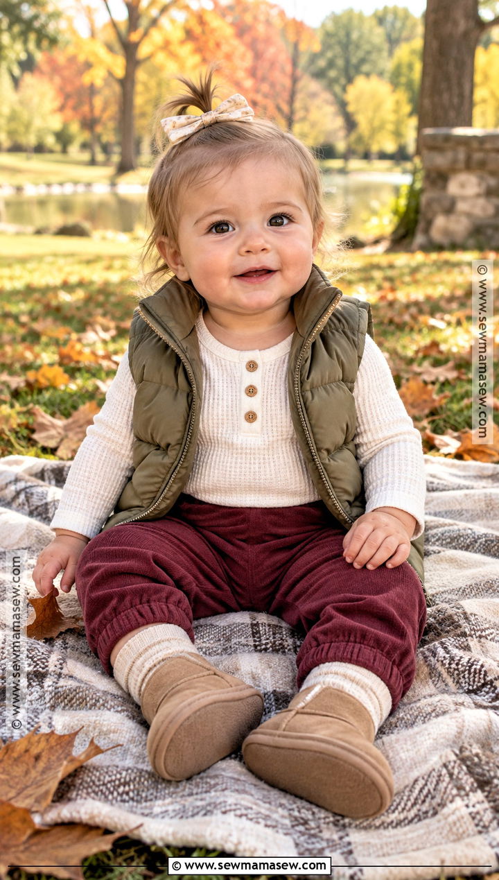 Baby Girl Fall Outfit With A Puffer Vest - 25 baby girl fall outfits