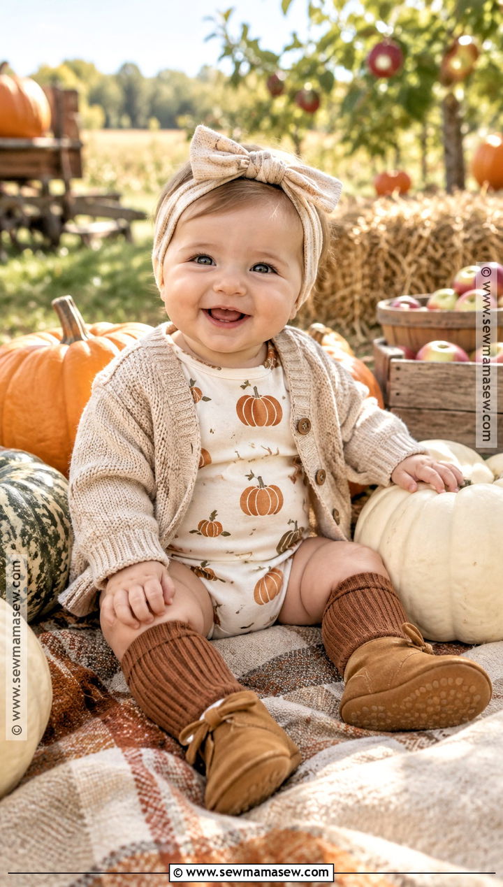 Baby Girl Fall Outfit With A Pumpkin Romper - 25 baby girl fall outfits