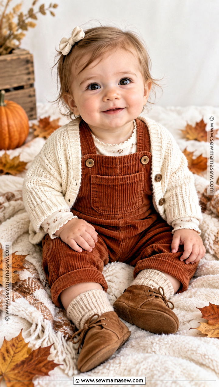 Baby Girl Fall Outfit With Corduroy Overalls - 25 baby girl fall outfits