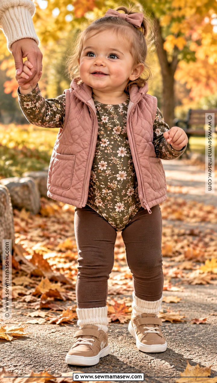 Baby Girl Fall Quilted Vest Outfit - 15 baby girl style fall ideas
