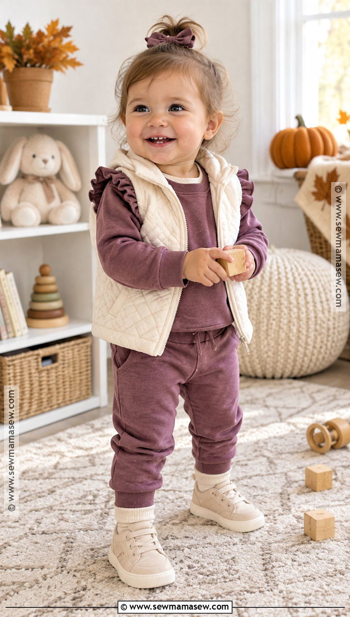 Baby Girl Fall Ruffle Sweatshirt And Joggers Outfit - 15 baby girl fall clothes