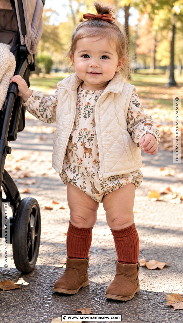 Baby Girl Fall Vest And Long Sleeve Romper Outfit - 15 baby girl fall clothes