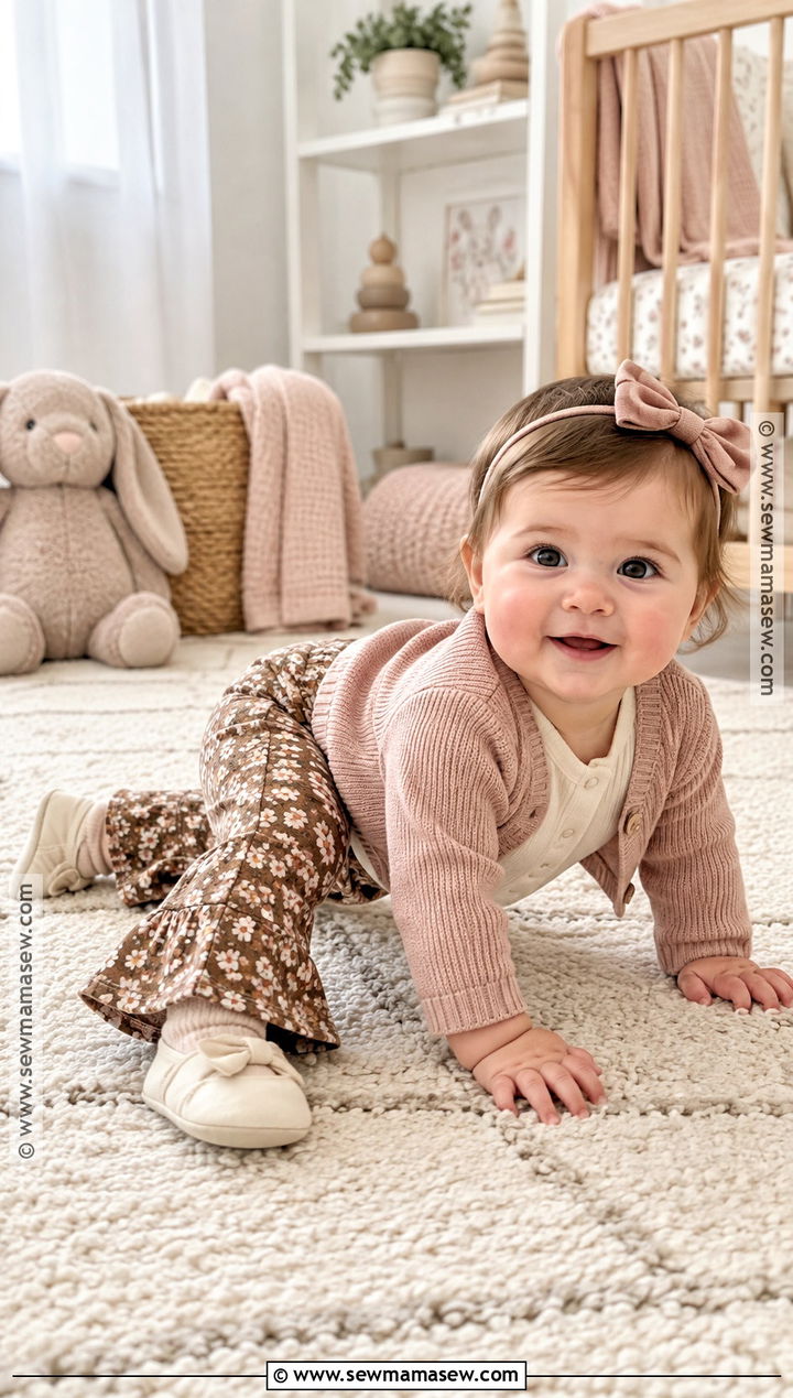 Baby Girl Flare Pants And Ribbed Top Outfit - 20 Baby Girl Autumn Outfits