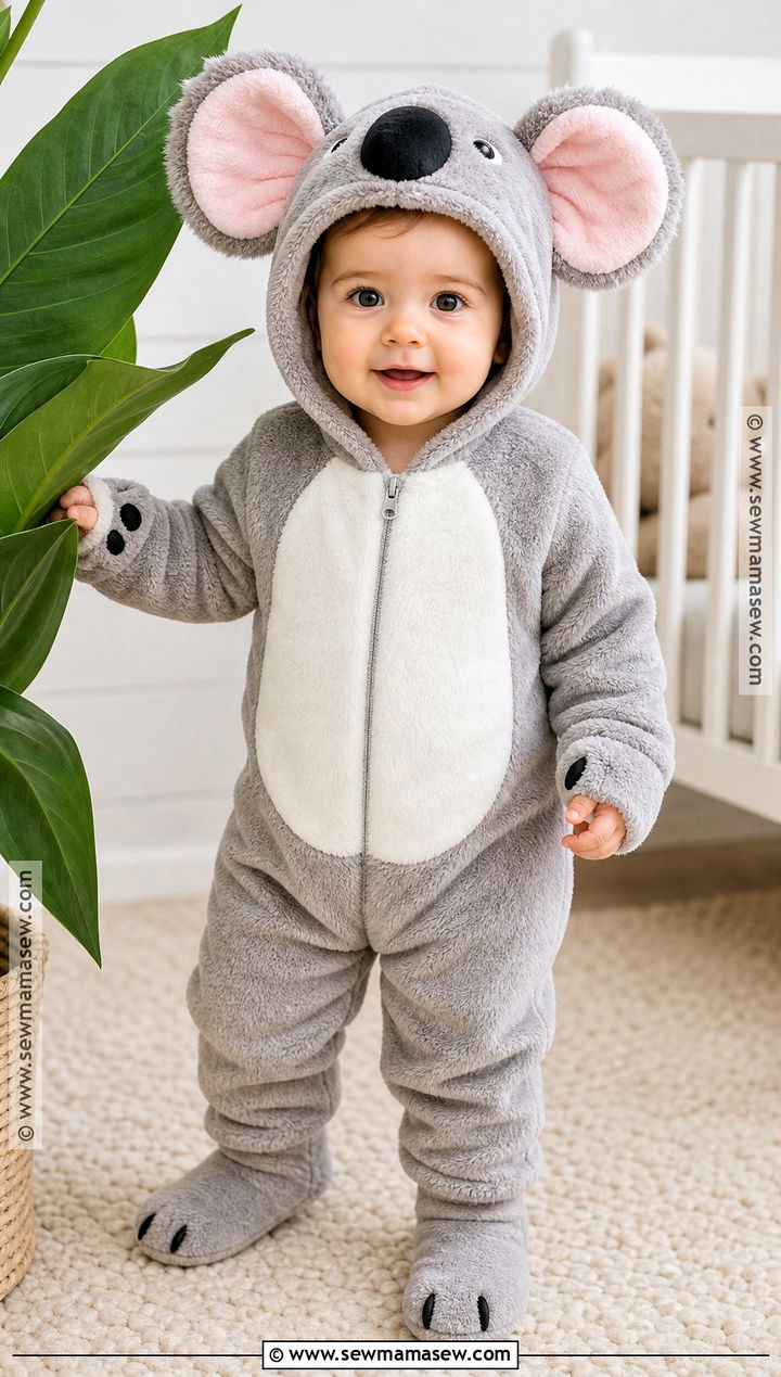 Baby Girl Koala Costume With Gray Romper - 35 baby costumes for girls