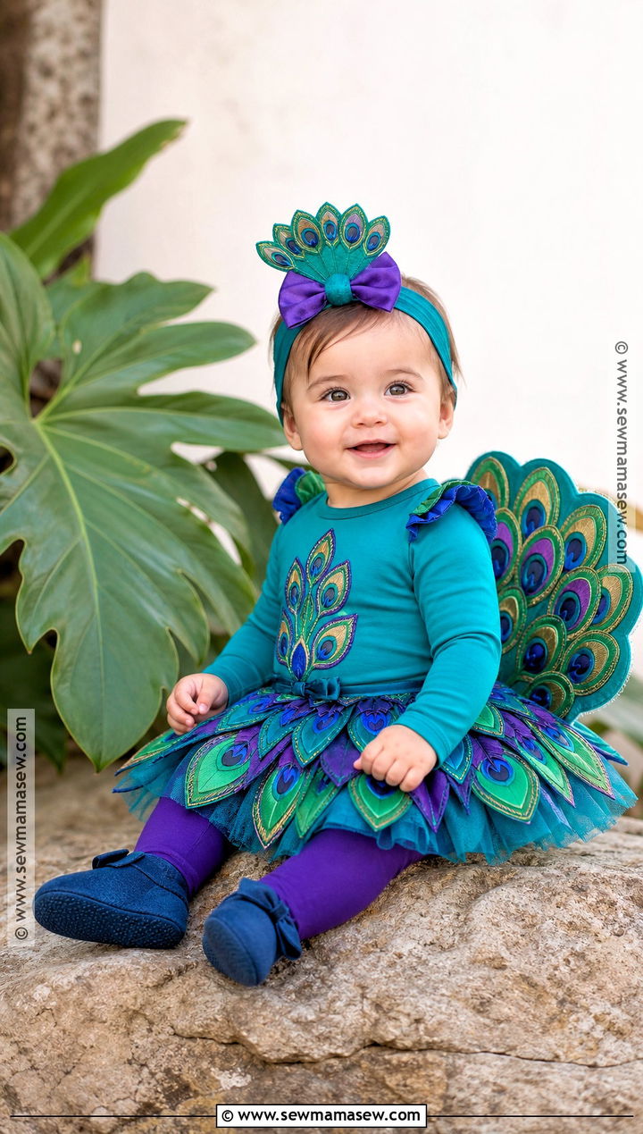 Baby Girl Peacock Costume With Colorful Tutu - 35 baby costumes for girls