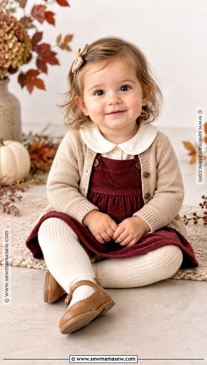 Baby Girl Peter Pan Collar Pinafore Outfit - 15 baby girl fall fashion ideas