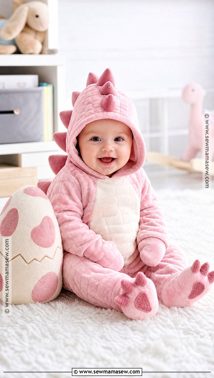 Baby Girl Pink Dinosaur Costume With Soft Spikes - 35 baby costumes for girls