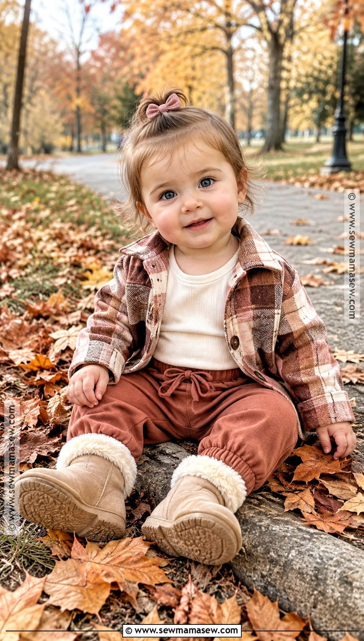 Baby Girl Plaid Shacket And Joggers Outfit - 15 baby girl fall fashion ideas