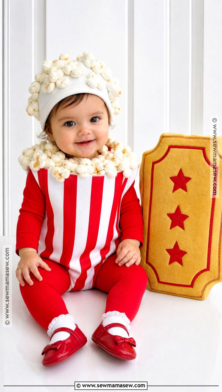 Baby Girl Popcorn Costume With Striped Romper - 35 baby costumes for girls