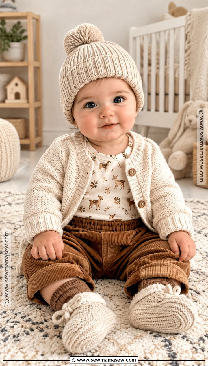 Baby Girl Printed Bodysuit And Corduroy Pants Outfit - 20 Baby Girl Autumn Outfits