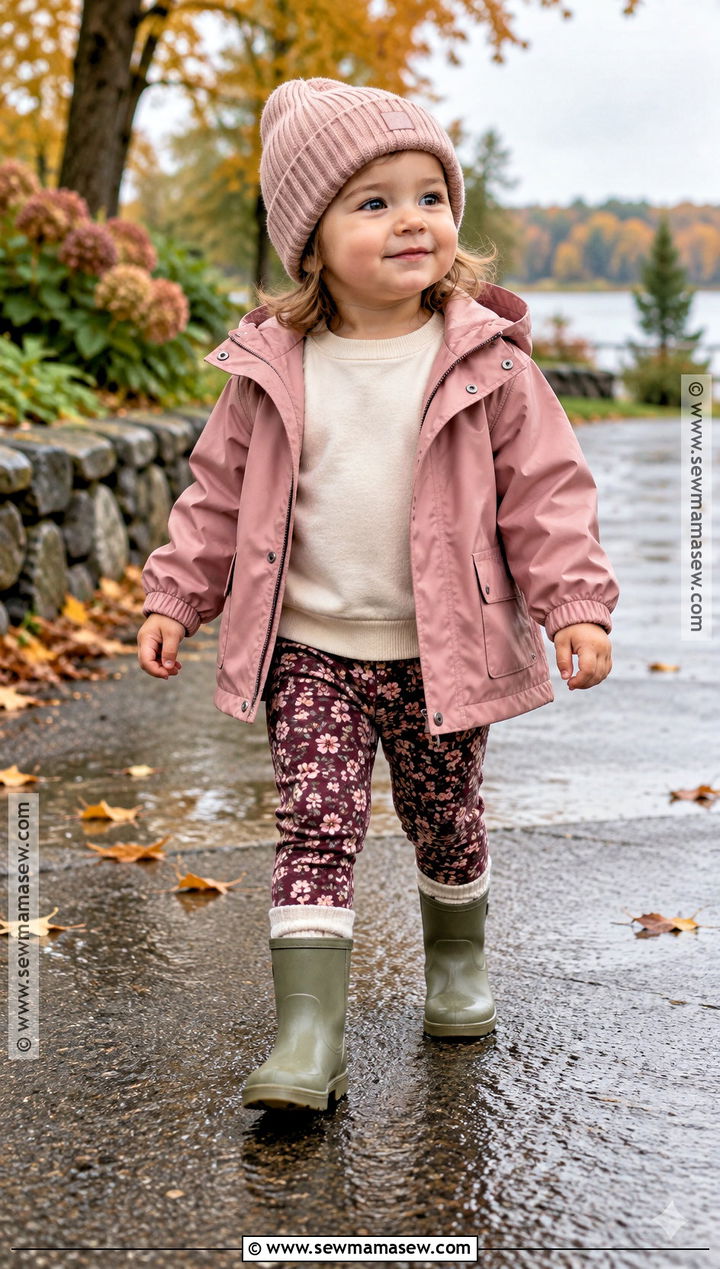 Baby Girl Rain Jacket And Leggings Outfit - 20 Baby Girl Autumn Outfits