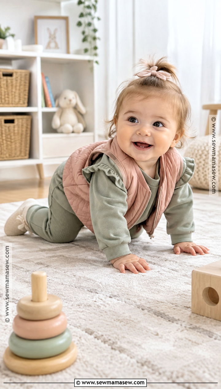 Baby Girl Ruffle Sweatshirt And Joggers Outfit - 20 Baby Girl Autumn Outfits